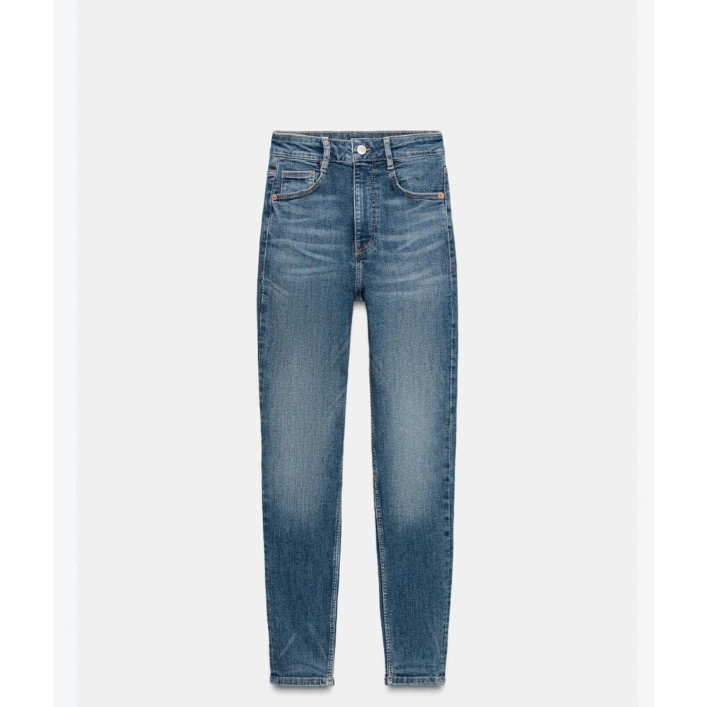 ZARA Hi Rise Full Length Jeans Skinny Size 8 MSRP $89